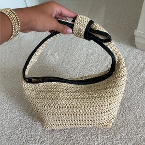 Elegant Cream Woven Handbag